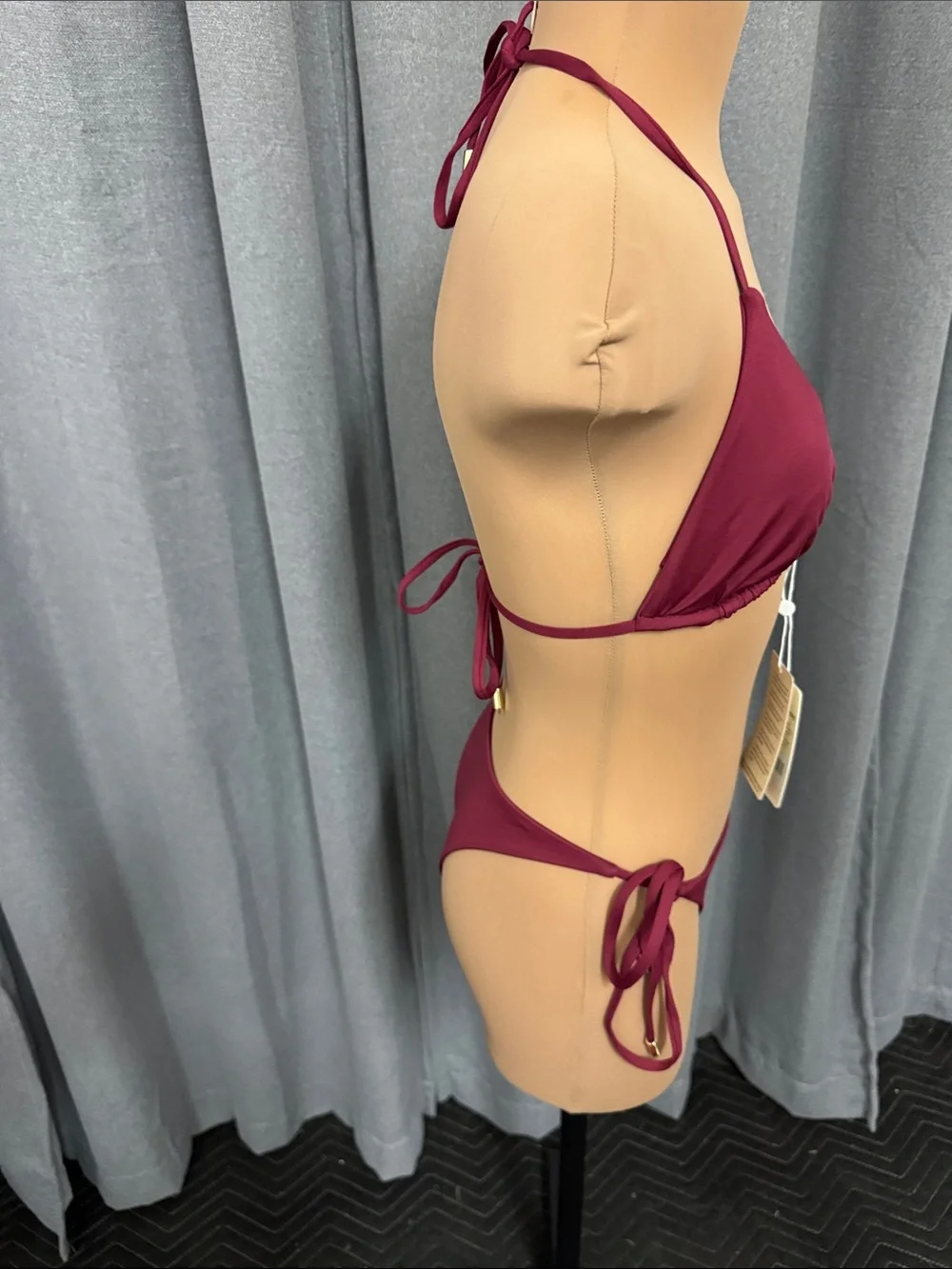 Monday Swimwear Wine Red Triangle String Bikini